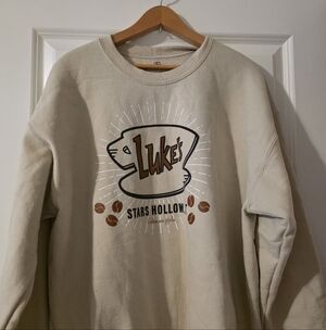 Gilmore Girls Luke's Diner Graohic Crewneck Sweatshirt Womens L Cream